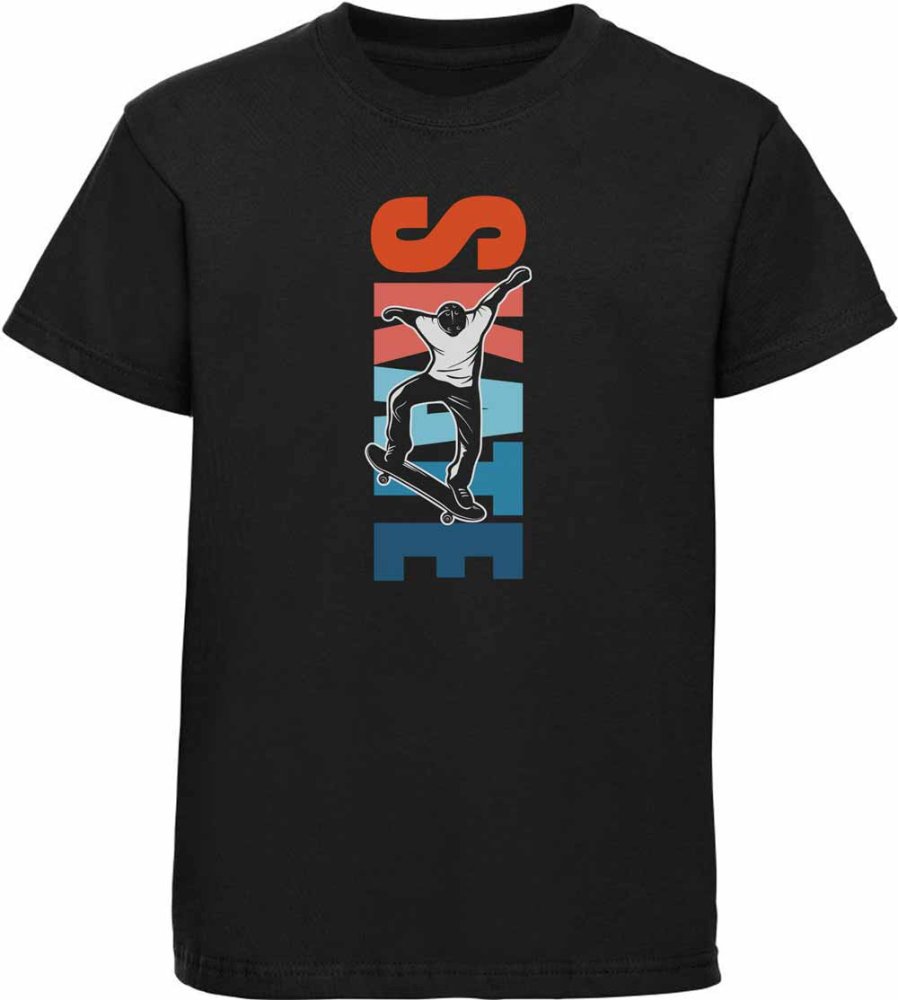 Kids T-shirt Skateboarder in front of colorful skate lettering